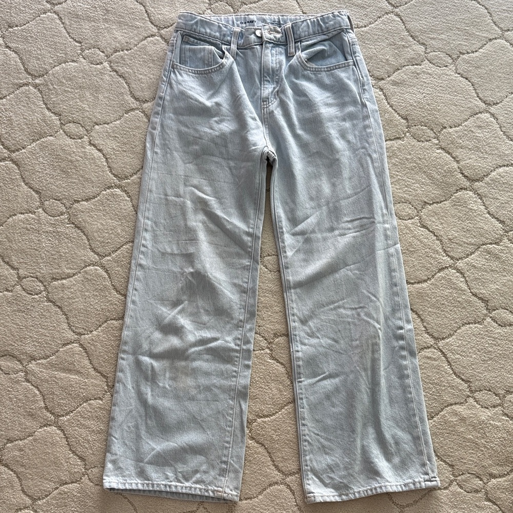 Light blue baggy Wide-Leg high rise Jeans--Old Navy size 14